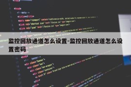 监控回放通道怎么设置-监控回放通道怎么设置密码