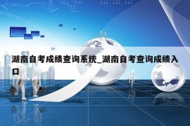 湖南自考成绩查询系统_湖南自考查询成绩入口