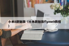 小米8刷魅族（小米刷魅族flyme9教程）