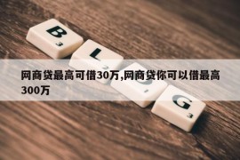 网商贷最高可借30万,网商贷你可以借最高300万