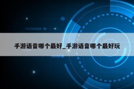 手游语音哪个最好_手游语音哪个最好玩