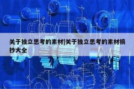 关于独立思考的素材|关于独立思考的素材摘抄大全