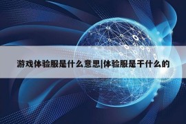 游戏体验服是什么意思|体验服是干什么的