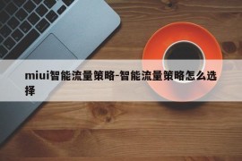 miui智能流量策略-智能流量策略怎么选择