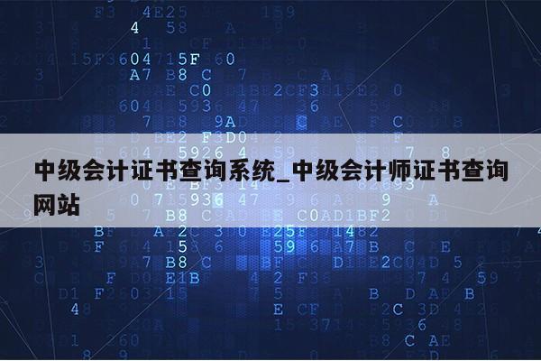 中级会计证书查询系统_中级会计师证书查询网站第1张-网络科技学堂