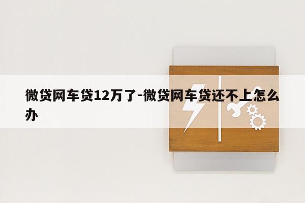 微贷网车贷12万了-微贷网车贷还不上怎么办第1张-网络科技学堂