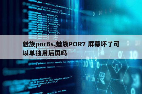 魅族por6s,魅族POR7 屏幕坏了可以单独用后屏吗第1张-网络科技学堂