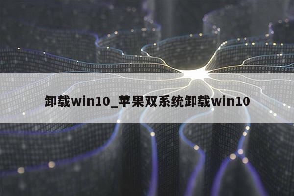 卸载win10_苹果双系统卸载win10第1张-网络科技学堂